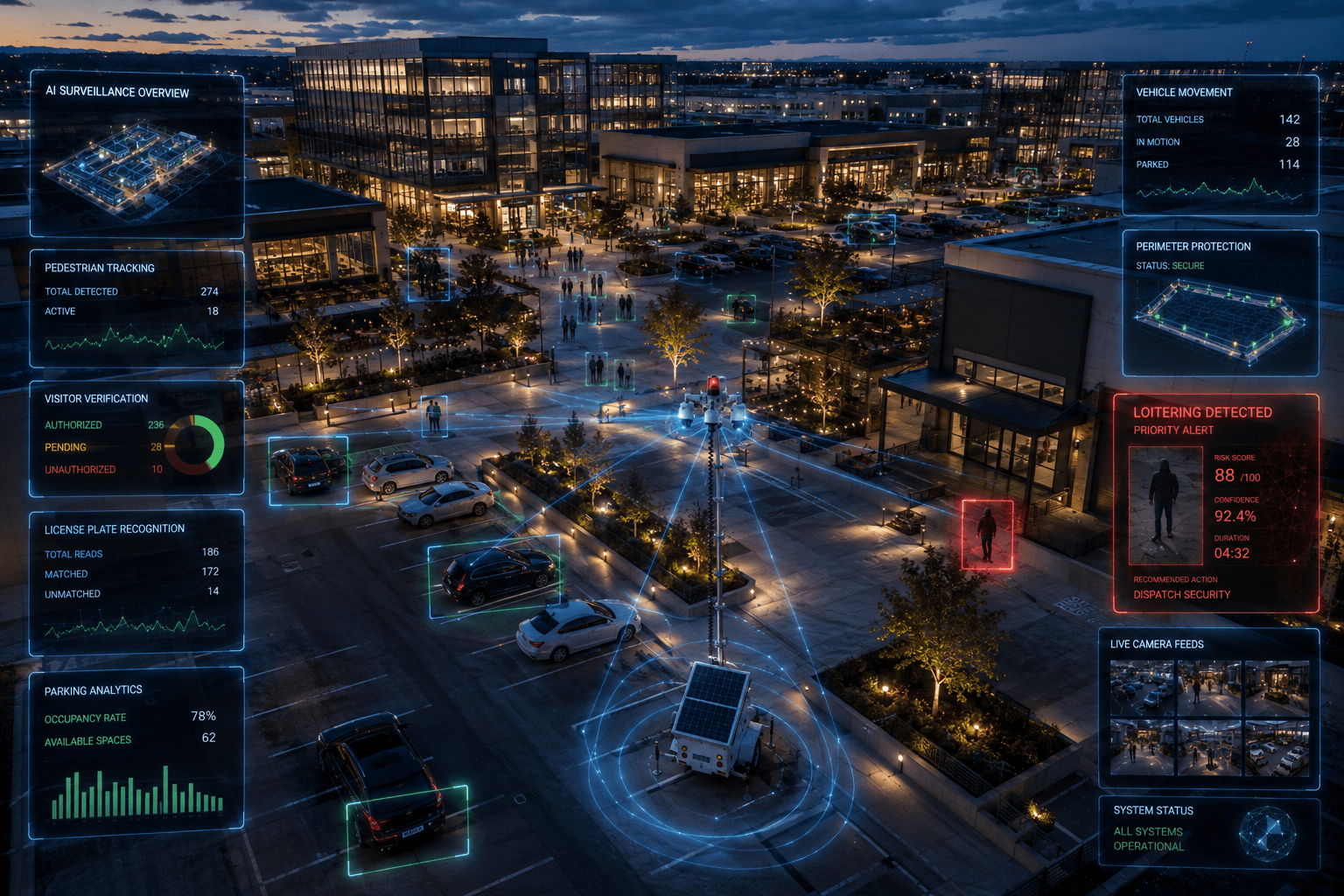 Business plazas and commercial properties
